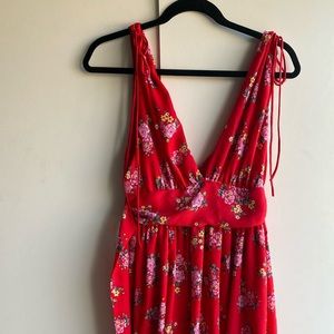 Red Floral Print Dress